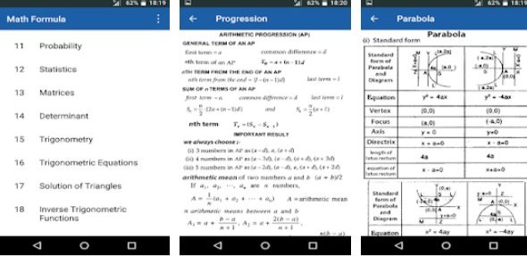 Gameplay screenshot from math formula for 11th 12th for Android