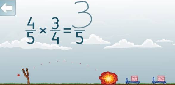 Gameplay screenshot from multiplying fractions for Android
