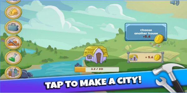 Gameplay screenshot from make a city build idle game for Android