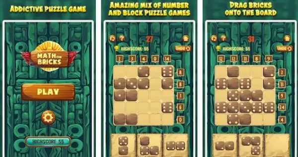 Gameplay screenshot from math on bricks number puzzle game for Android