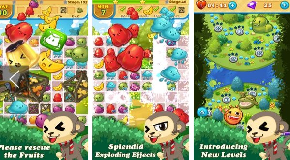 Gameplay screenshot from monkey fruits crush for Android