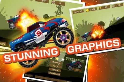 Gameplay screenshot from mad truck 2 physics monster truck hit zombie for Android
