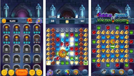 Gameplay screenshot from magical jewels of kingdom knights match 3 puzzle for Android