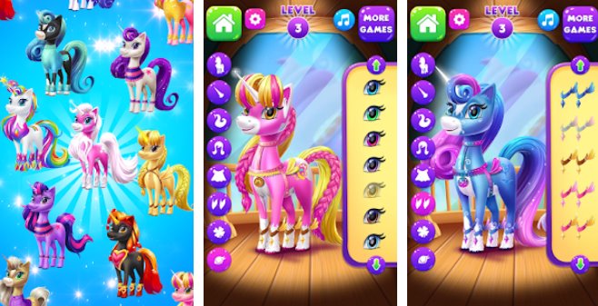 Gameplay screenshot from magical unicorn candy world for Android