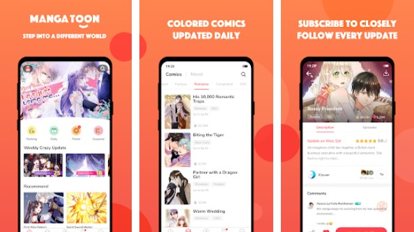 Gameplay screenshot from manga toon good comics great stories for Android