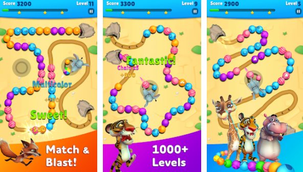 Gameplay screenshot from marble wild friends shoot and blast marbles for Android
