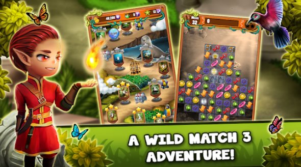 Gameplay screenshot from match 3 jungle treasure forgotten jewels for Android