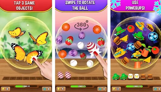 Gameplay screenshot from match triple ball match master 3d tile puzzle for Android