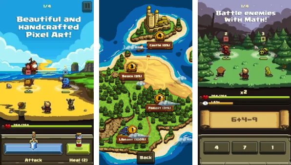 Gameplay screenshot from math and sorcery math battle rpg for Android