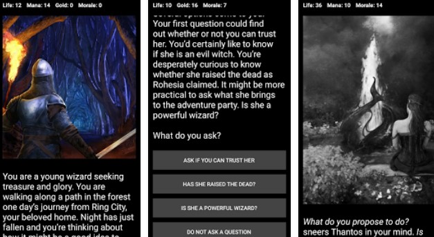 Gameplay screenshot from medieval fantasy rpg choices game for Android