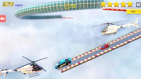 Gameplay screenshot from mega ramp car jumping stunts driving 2020 for Android