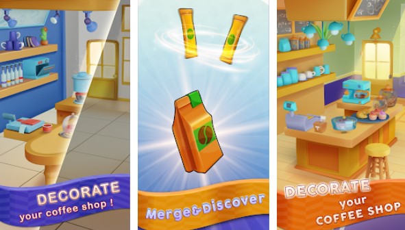 Gameplay screenshot from merge barista café decoration for Android