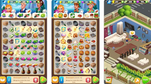 Gameplay screenshot from merge cafe premium home decor for Android
