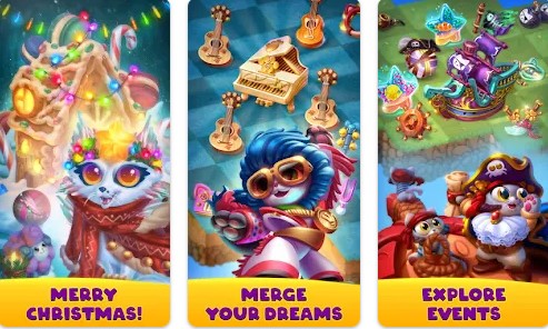 Gameplay screenshot from merge cats magic games for Android