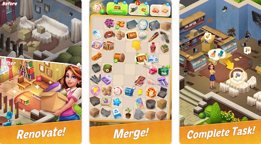 Gameplay screenshot from merge city premium home decor for Android