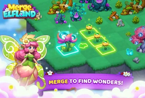Gameplay screenshot from merge elfland magic merging and matching game for Android