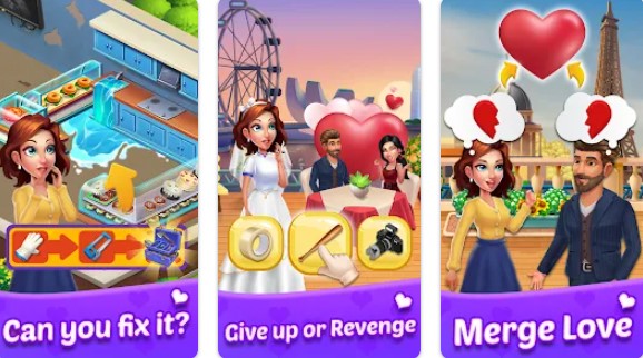Gameplay screenshot from merge love happy cook for Android