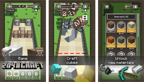 Gameplay screenshot from mine cube 2048 3d blocks merge number puzzle for Android