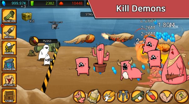 Gameplay screenshot from missile dude rpg tap tap missile for Android