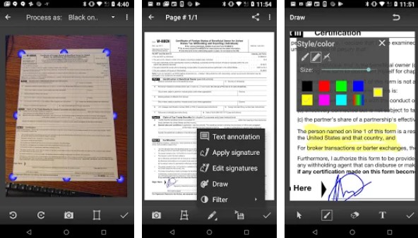 Gameplay screenshot from mobile doc scanner mdscan plus ocr for Android