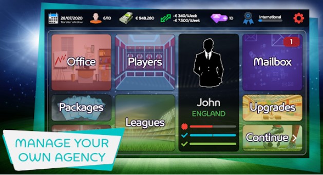 Gameplay screenshot from mobile football agent soccer player manager 2021 for Android
