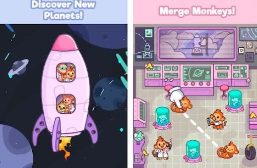 Gameplay screenshot from monkeynauts merge monkeys for Android