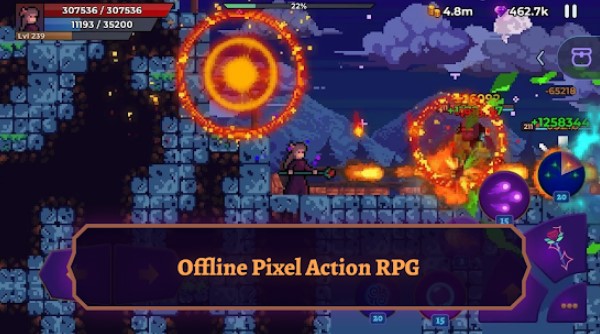 Gameplay screenshot from moonrise arena pixel action rpg for Android