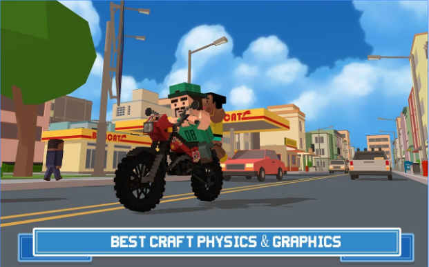Gameplay screenshot from moto rider 3d blocky city 17 for Android