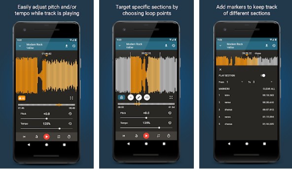 Gameplay screenshot from music editor pitch and speed changer up tempo for Android