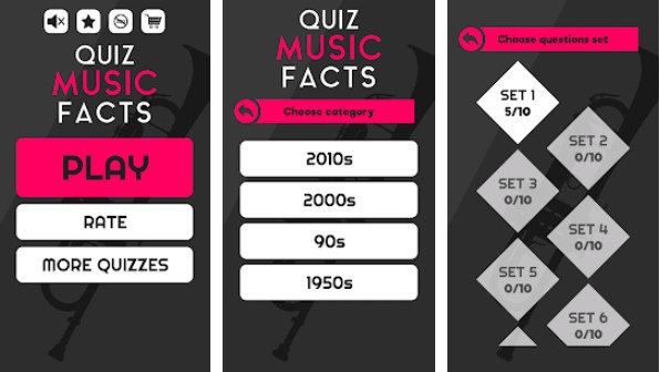 Gameplay screenshot from music facts quiz free music trivia game for Android