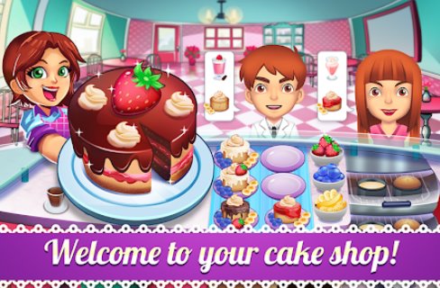 Gameplay screenshot from my cake shop baking and candy store game for Android