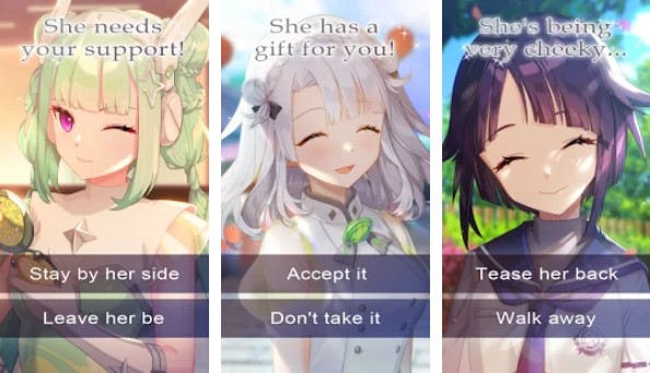 Gameplay screenshot from my cosmic sweetheart bishoujo anime dating sim for Android