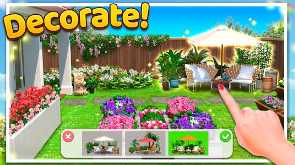 Gameplay screenshot from my dream garden gardening design and makeover game for Android