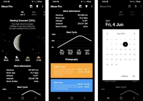 Gameplay screenshot from my moon phase pro for Android