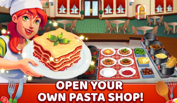Gameplay screenshot from my pasta shop italian restaurant cooking game for Android