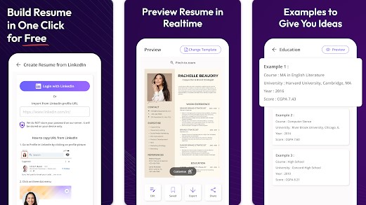 Gameplay screenshot from my resume builder cv maker app for Android