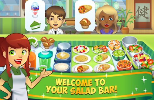 Gameplay screenshot from my salad bar healthy food shop manager for Android