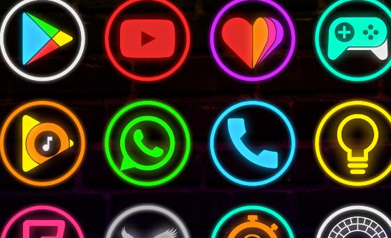 Gameplay screenshot from neon glow rings icon pack for Android