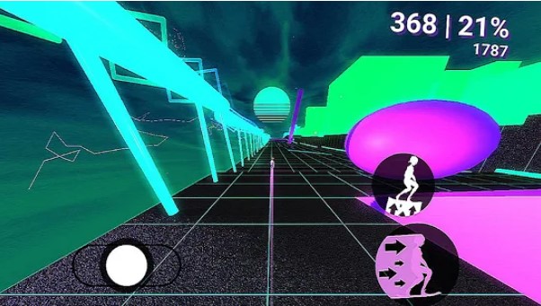 Gameplay screenshot from neon skate skateboard cyberpunk retro waves for Android