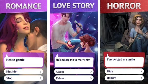 Gameplay screenshot from novelize visual novels and stories with choices for Android