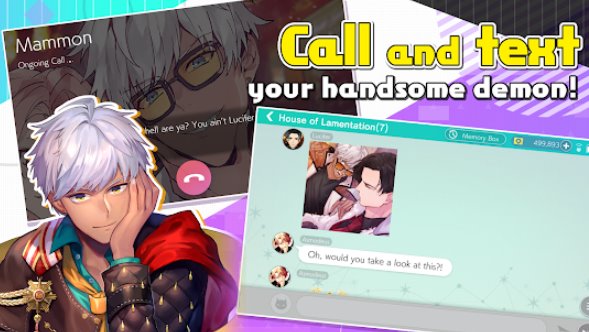 Gameplay screenshot from obey me shall we date anime dating sim game for Android