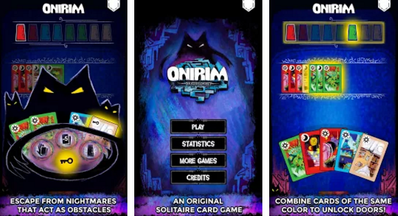 Gameplay screenshot from onirim solitaire card game for Android