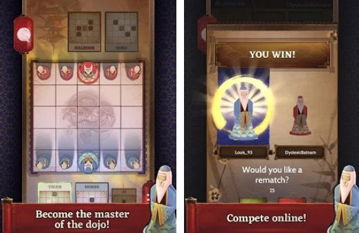 Gameplay screenshot from onitama the strategy board game for Android
