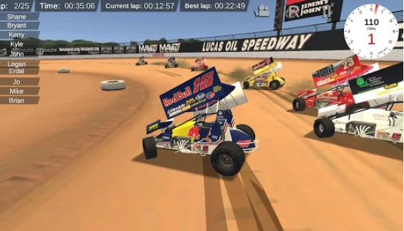 Gameplay screenshot from outlaws sprint car dirt racing 2 online for Android