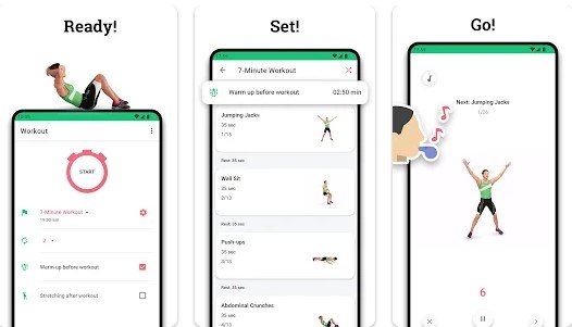 Gameplay screenshot from 7 minute workout hit routine for Android