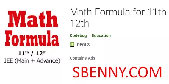  Math Formula for 11th 12th