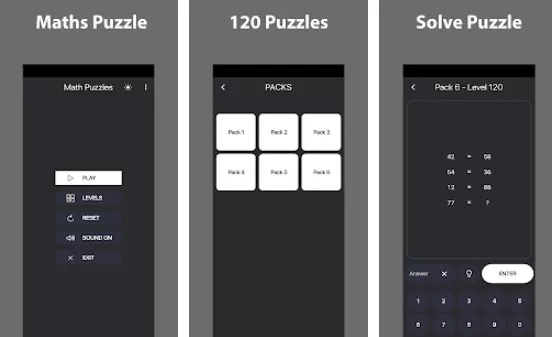 Gameplay screenshot from math puzzles for Android