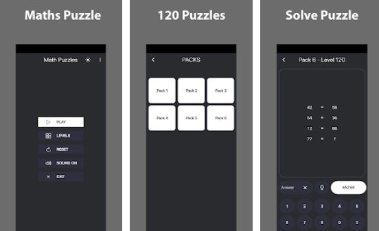 Gameplay screenshot from math puzzles for Android