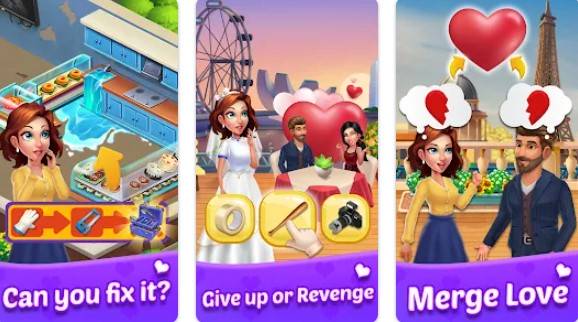 Gameplay screenshot from merge love happy cook for Android