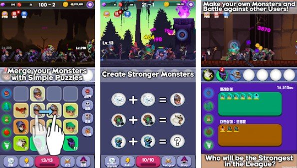 Gameplay screenshot from merge monster vip offline idle puzzle rpg for Android